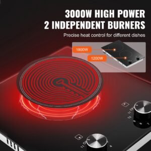 electric cooktop 12 inch 2 burners built in electric stove top 3000w ceramic top radiant cooktop with glass panel knob control 11 heat levels 220 240v hard wire no plug 1.jpg