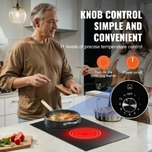electric cooktop 12 inch 2 burners built in electric stove top 3000w ceramic top radiant cooktop with glass panel knob control 11 heat levels 220 240v hard wire no plug 2.jpg