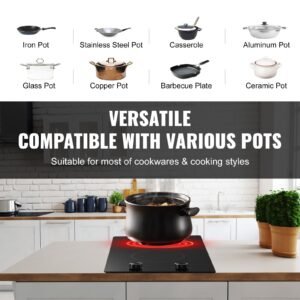 electric cooktop 12 inch 2 burners built in electric stove top 3000w ceramic top radiant cooktop with glass panel knob control 11 heat levels 220 240v hard wire no plug 3.jpg