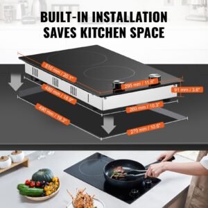 electric cooktop 12 inch 2 burners built in electric stove top 3000w ceramic top radiant cooktop with glass panel knob control 11 heat levels 220 240v hard wire no plug 5.jpg
