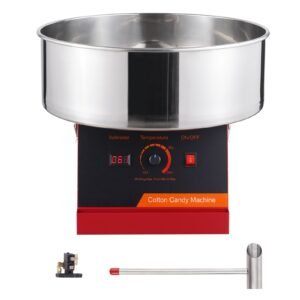 Electric Cotton Candy Machine, 1000W Candy Floss Maker, Commercial Cotton Candy Machine with Stainless Steel Bowl, and Sugar Scoop, Perfect for Home Kids Birthday, Family Party (Red)