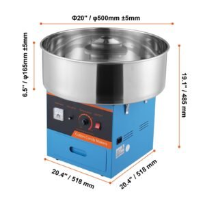 Electric Cotton Candy Machine, 1000W Candy Floss Maker, Commercial Cotton Candy Machine with Stainless Steel Bowl, Sugar Scoop, and Drawer, Perfect for Home Kids Birthday, Family Party, Blue