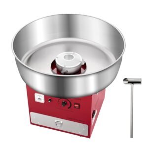 Electric Cotton Candy Machine, 1000W Commercial Candy Floss Maker with 20.5 in Stainless Steel Bowl, Sugar Scoop, and Drawer, Easy Home Use, Perfect for Kids Birthday, Family Party, Red