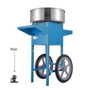 Electric Cotton Candy Machine with Cart, 1000W Commercial Candy Floss Maker with Stainless Steel Bowl, Sugar Scoop and Drawer, Perfect for Home, Kids Birthday, Family Party, Blue