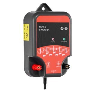 Electric Fence Charger, 10kV 2J, AC DC Electric Fence Energizer with LED Indicator, 1.86 Miles Range, Powerful Plug-in Fences Charger, Prevents Wild Animals Intrusion for Livestock Poultry