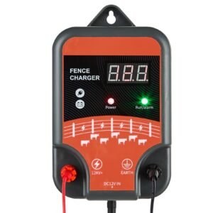 Electric Fence Charger, 10kV 3J, AC DC Electric Fence Energizer with LED Indicator, 1.86 Miles Range, Powerful Plug-in Fences Charger, Prevents Wild Animals Intrusion for Livestock Poultry