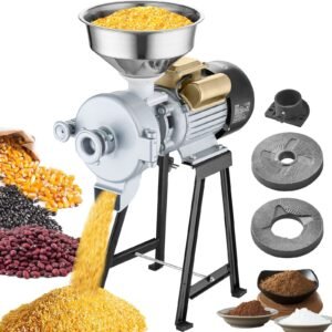 Electric Grain Mill Grinder, 3000W Spice Grinders, Commercial Corn Mill with Funnel, Thickness Adjustable Powder Machine, Heavy Duty Feed Flour Cereal Mill Wheat Grinders, Dry & Wet Grinder