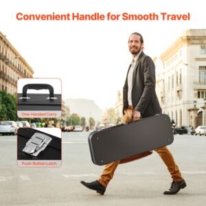 electric guitar hard case, 43.11 in rectangular guitar hard case, with lock latch keys handle, pvc padding soft lining water resistant hard shell guitar cases, for 39 in electric guitars, black