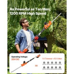 electric hedge trimmer 1200 rpm 62 78 ft extendable pole hedge trimmer for high branch 20v battery cordless hedge trimmer with 20 in blade 5 angles adjustable for yard garden 2.jpg