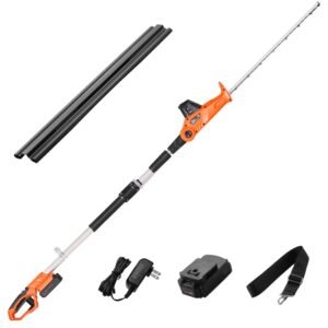 Electric Hedge Trimmer, 1200 RPM, 6.2 - 7.8 Ft Extendable, Pole Hedge Trimmer for High Branch, 20V Battery, Cordless Hedge Trimmer with 20 in Blade, 5 Angles Adjustable for Yard Garden
