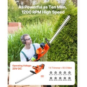 electric hedge trimmer 1200 rpm cordless hedge trimmer for low branch 20v 2a battery bush trimmer with 20 in dual action blade secure design gardening trimmer for yard lawn care 2.jpg