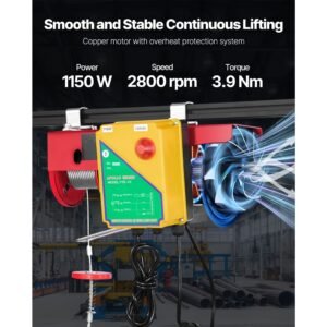 electric hoist 1320 lbs lifting capacity 1150w 110v electric steel wire winch with wireless remote control 40ft single cable lifting height pure copper motor for garage warehouse factory 3.jpg