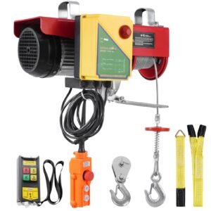 Electric Hoist, 2200 lbs 120V Electric Winch with 328 ft Wireless & 14 ft Wired Remote Control, 40 ft Single Cable Lifting Height, Single/Double Slings, Lift Hoist for Garage Warehouse Factory