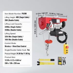 electric hoist 440 lbs 120v electric winch with 328 ft wireless 14 ft wired remote control 40 ft single cable lifting height singledouble slings lift hoist for garage warehouse factory 2.jpg