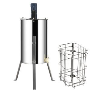 Electric Honey Extractor, 2/4 Frames Honey Spinner Extractor, Stainless Steel Beekeeping Extraction, Apiary Centrifuge Equipment with Height Adjustable Stand, Honeycomb Drum Spinner with Lid