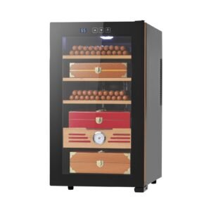 Electric Humidor, 48L, 350 Counts Electric Cigar Humidor Cabinet with Cooling Temperature Control, Spanish Cedar Wood Shelves & Drawers, Mechanical Hygrometer, 4 Layers, Cooler for Household