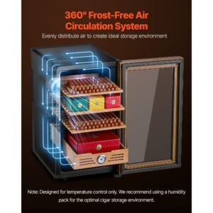 electric humidor, 48l, 350 counts electric cigar humidor cabinet with cooling temperature control, spanish cedar wood shelves & drawers, mechanical hygrometer, 4 layers, cooler for household