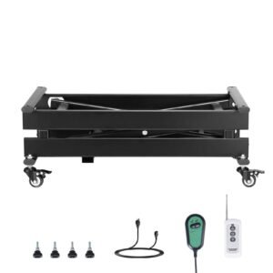 Electric Lift Table, 330 lbs Capacity Single Scissor Lift Table, 8 - 28 in Height Adjustable Lifting Platform, Coffee Table lift with 4 Wheels, for Material Handling and Transportation, Black