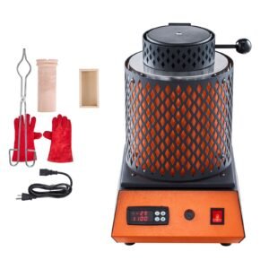 Electric Melting Furnace, 1350W Electric Metal Smelter Foundry, 2102 F/1150 C Metal Smelting Machine with 3kg Ceramic Crucible, Gold Smelting Kit for Jewelry Making, Metal Bars, Metal Components
