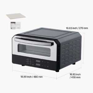 electric pizza oven, smart pizzas maker indoor with 5 preset, 12 inch countertop pizza cooker w/ touch screen, 750 fahrenheit max temp, 2 min rpaid baking oven thin & crispy, neapolitan, frozen,