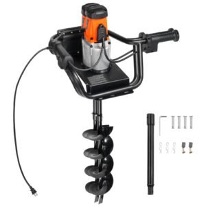 Electric Post Hole Digger, 5.71 in Auger Bit with 1500W Powerful Motor, 140 RPM Alloy Steel Earth Auger Drill Bit with 10.24 in Extension Rod, for Post Hole Digging, Drilling & Tree Planting