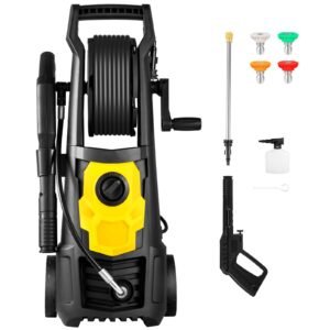 Electric Pressure Washer, 2000 PSI, Max. 1.76 GPM Power Washer w/ 30 ft Hose, 5 Quick Connect Nozzles, Foam Cannon, Portable to Clean Patios, Cars, Fences, Driveways, ETL Listed