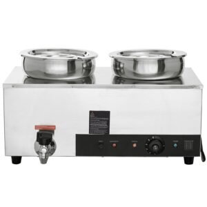 electric soup warmer dual 74qt stainless steel round pot 1200w commercial food warmer 86185 fahrenheit adjustable temp bain marie with anti dry burn and reset button 2.jpg