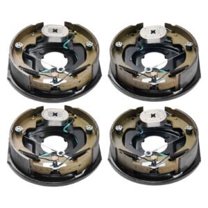Electric Trailer Brake Assembly, 10" x 2-1/4", 2 Pairs Self-Adjusting Electric Brakes Kit for 3500 lbs Axle, 4-Hole Mounting, Backing Plates for Brake System Part Replacement (2 Right + 2 Left)