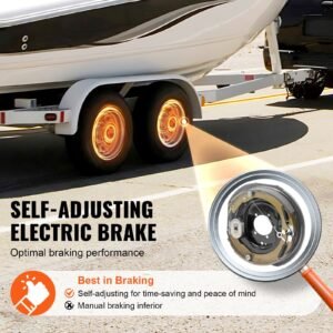 Electric Trailer Brake Assembly, 12" x 2", 2 Pairs Self-Adjusting Electric Brakes Kit for 7000 lbs Axle, 5-Hole Mounting, Backing Plates for Braking System Part Replacement (2 Right + 2 Left)