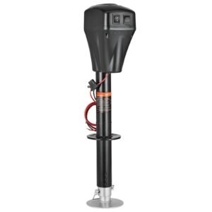 Electric Trailer Jack, 5000 lbs, Heavy Duty RV Electric Power Tongue Jack with 2 Way Connector, Manual Crank Handle & Weatherproof Jack Cover, 10"-28.3" Lift, for RVs, Trailers & Campers, Black