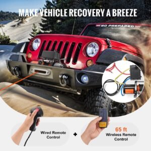 electric winch 6000 lb 12v dc truck winch with 14 in x 55 ft synthetic rope aluminum fairlead wireless wired remote control ip55 waterproof for towing off road suv truck jeep trailer boat 2.jpg