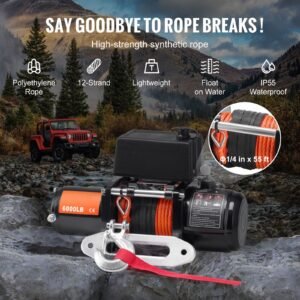 electric winch 6000 lb 12v dc truck winch with 14 in x 55 ft synthetic rope aluminum fairlead wireless wired remote control ip55 waterproof for towing off road suv truck jeep trailer boat 3.jpg
