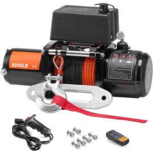 electric winch 6000 lb 12v dc truck winch with 14 in x 55 ft synthetic rope aluminum fairlead wireless wired remote control ip55 waterproof for towing off road suv truck jeep trailer boat.jpg