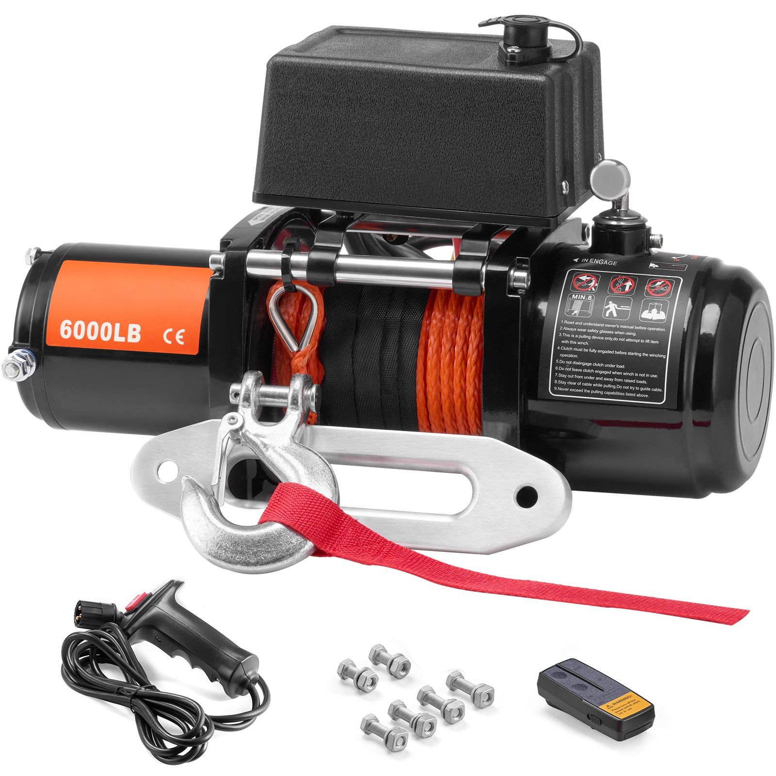 electric winch 6000 lb 12v dc truck winch with 14 in x 55 ft synthetic rope aluminum fairlead wireless wired remote control ip55 waterproof for towing off road suv truck jeep trailer boat.jpg