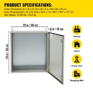 electrical enclosure 24 x 24 x 8 nema 4 outdoor enclosure ip65 waterproof dustproof cold rolled carbon steel hinged junction box for outdoor indoor use with rain h 2.jpg