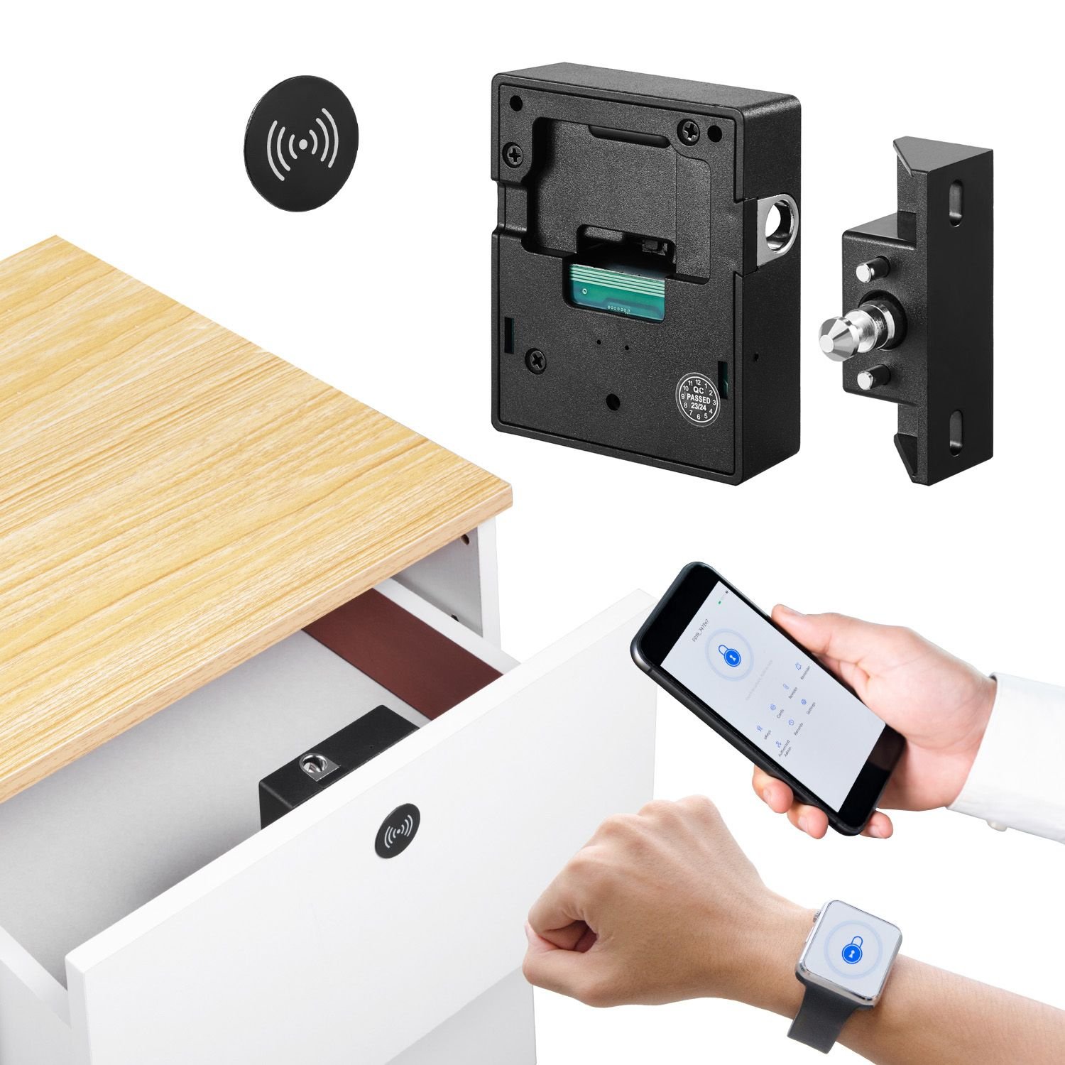 electronic cabinet lock 4 in 1 smart cabinet lock with 3aaa accumulator easy to install hidden cabinet lock with app smart management fits for various wooden cabinets.jpg