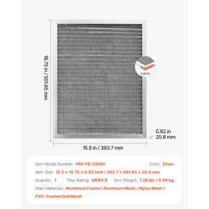 electrostatic air filter 16x20x1 inch washable reusable aluminum achvac furnace filter merv 8 long lifetime home or office actual size 155 x 1975 x 082 in 5.jpg