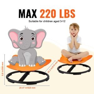 elephant kids swivel chair 220 lbs capacity 360 spinning chair autistic kids sensory toy chair with non slip metal base toddler sit and spin chair for coordination balance focus orange 1.jpg