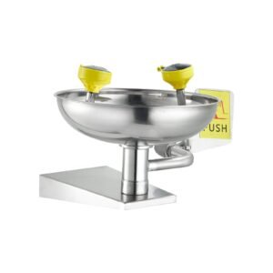Emergency Eye Wash Station, Stainless Steel Wall-Mounted Eyewash Unit, First Aid Eye Wash Sink 16.14 x 12.99 x 9.45 Inches, Ideal for Laboratories, Factories, Schools, Construction Sites