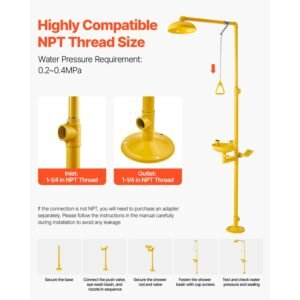 emergency shower eye wash station 3425 x 1575 x 9173 inch 304 stainless steel eyewash and shower combination osha approved first aid eye wash station for schools labs factories yellow 5.jpg