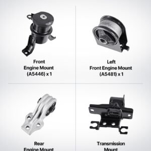 engine motor mount and transmission mount kit replacement, set of 4, compatible with 2009–2012 ford escape 2.5l l4, replace oe# a5446, a5481, a5412, a5441, secure support