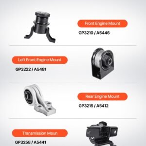 engine motor mount and transmission mount kit replacement, set of 4, compatible with 2009–2012 ford escape 2.5l l4, replace oe# a5446, a5481, a5412, a5441, secure support