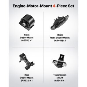 engine motor mount and transmission mount kit replacement, set of 4, compatible with 2011–2019 dodge journey 3.6l fwd, replace oe# a5551, a5443, a5632, a5543, secure support