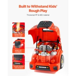 engine toy 60 pieces kids mechanic car repair set with removable parts lights and sounds steering wheel and horn kids mechanic workshop set for toddler ages 3 years and up red 5.jpg