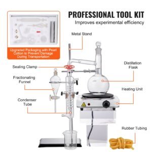 essential oil distillation kit 500ml distillation apparatus 33 boro lab glassware distillation kit with 1000w heating plate and 24 40 joint 33 pcs set 4.jpg