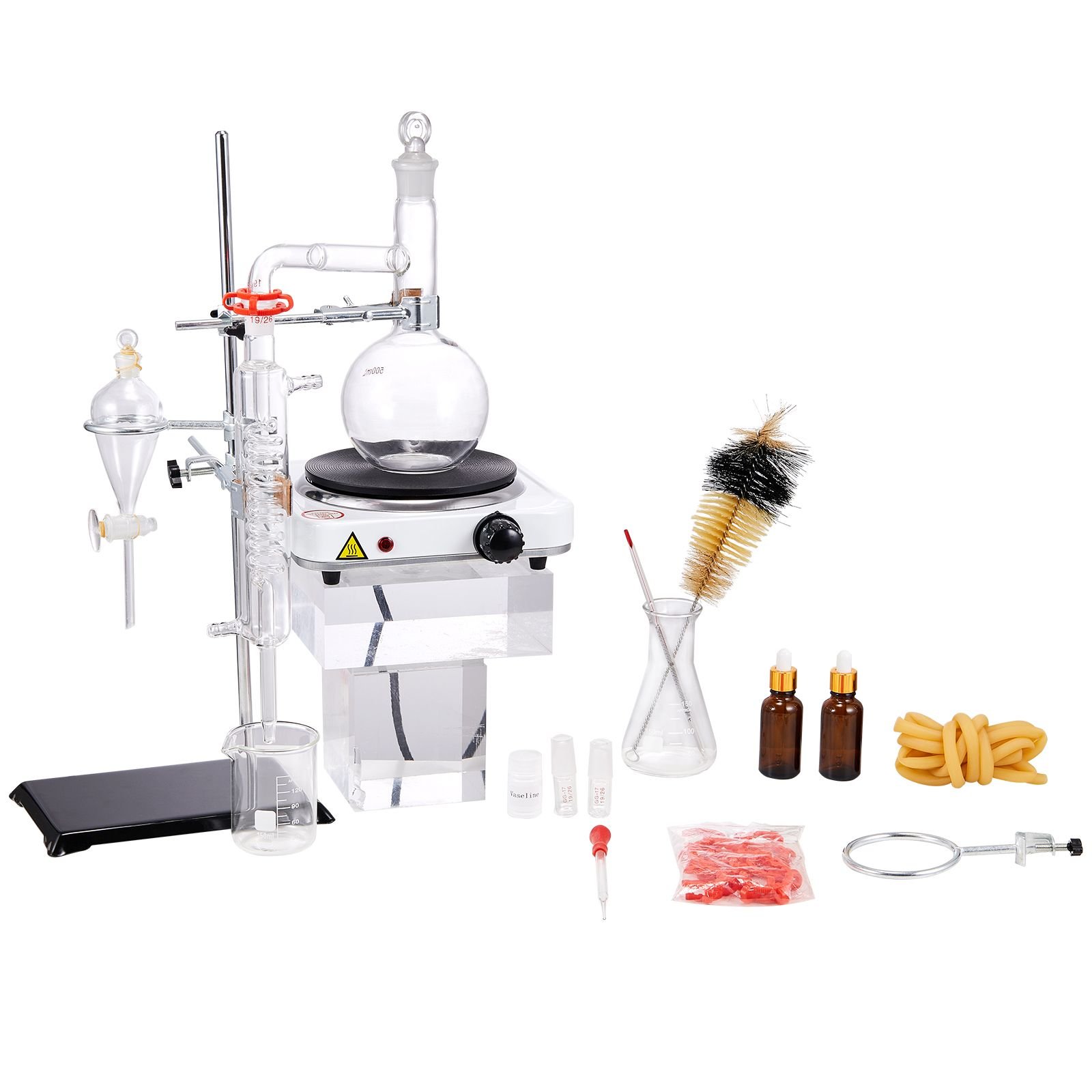 essential oil distillation kit 500ml distillation apparatus 33 boro lab glassware distillation kit with 1000w heating plate and 24 40 joint 33 pcs set.jpg