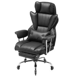 executive office chair with footrest 400lb capacity office chair with lumbar pillow removable armrests heavy duty ergonomic chair pu leather reclining home office desk chairs black 1.jpg