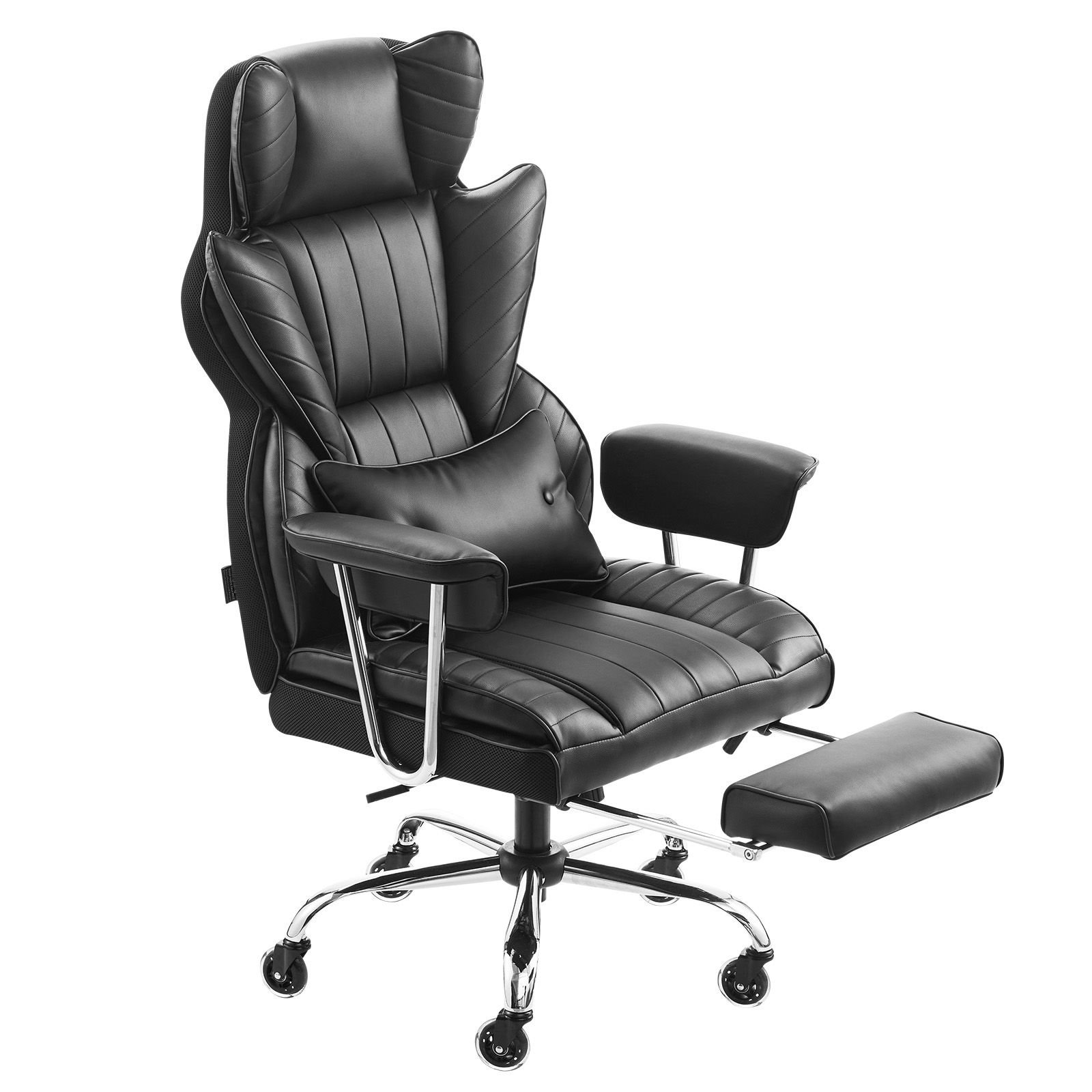 executive office chair with footrest 400lb capacity office chair with lumbar pillow removable armrests heavy duty ergonomic chair pu leather reclining home office desk chairs black.jpg
