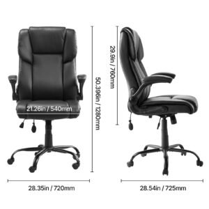 executive office chair with lumbar support 300lb capacity office chair with flip up armrests lumbar pillow height adjustable ergonomic chair pu leather reclining home office desk chairs 2.jpg
