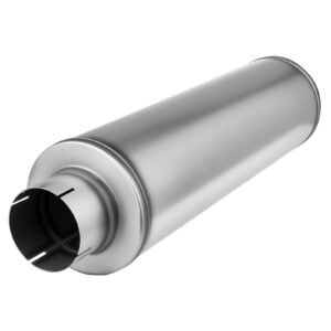 Exhaust Muffler, 4 Inch Inlet & Outlet, 30 Inch Overall Length Stainless Steel Exhaust Tip, Universal Resonator Round Body, High Performance for Trucks, Sedans, Sports Cars, SUVs & Daily Drivers
